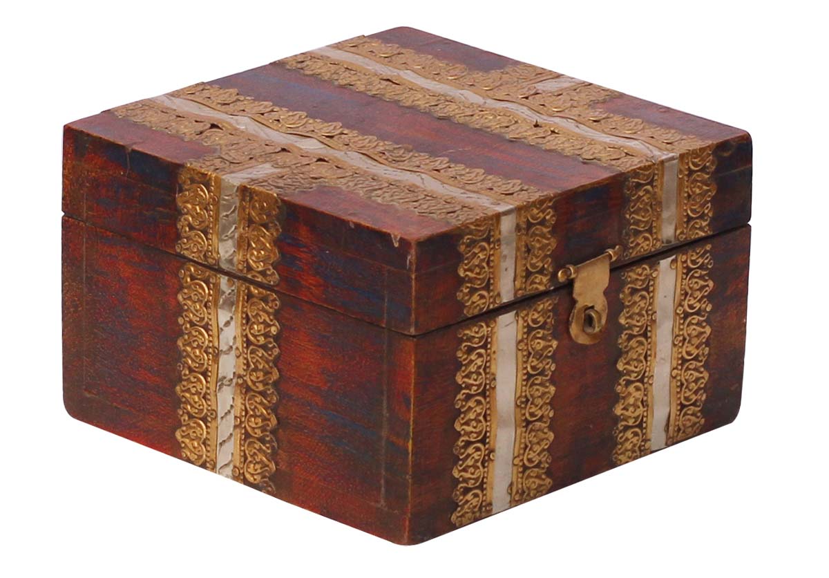 Square Brown 6” Wooden Jewelry Box in Bulk - Wholesale Handmade Jewelry Box/Trinket Box Square Brown from India
