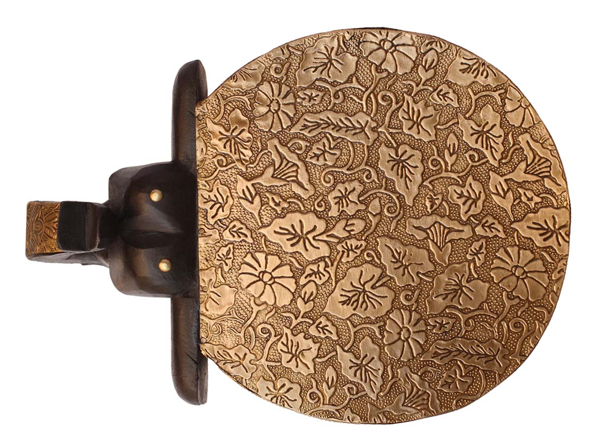 Bulk Wholesale Handmade 9” Elephant-Shaped Black Side / Coffee Table in Wood Decorated with Embossed Golden Brass Work – Antique-Look Home Décor from India