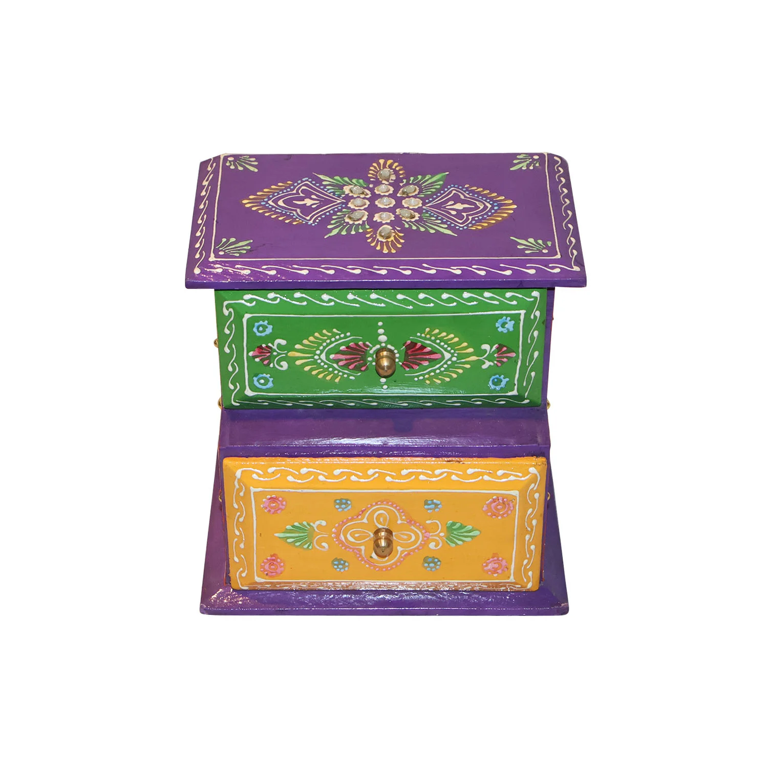 ArtistryBazaar 5.5"L x 5.5"W x 3.5"H inch handmade red wooden box with gold star design, storage box for jewelry, trinkets & keepsakes, handcrafted by local artisans.