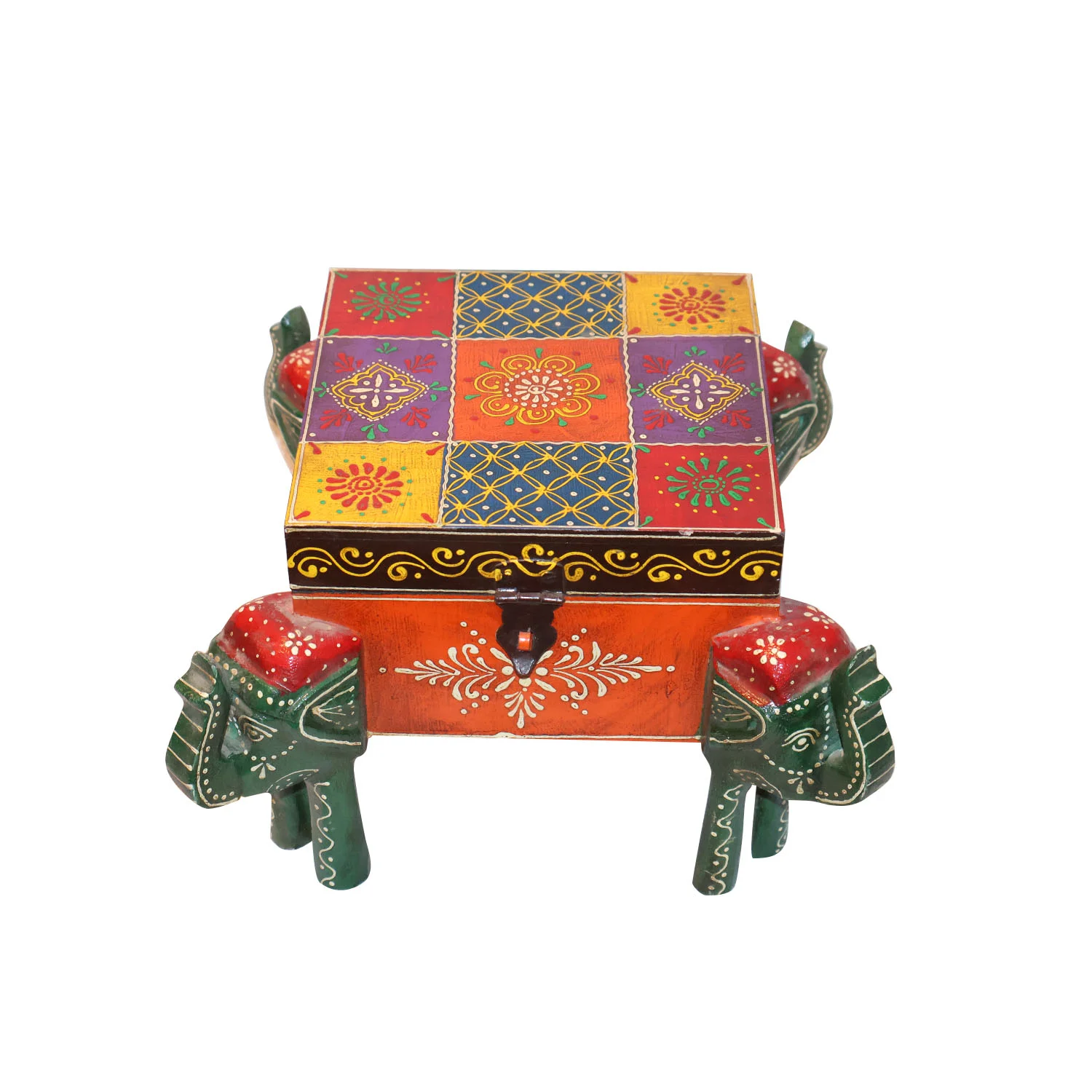 ArtistryBazaar 7"L x 7"W x 2"H inch wooden organizer with a floral-inspired lid, ree-trunk legs, handmade design, perfect for jewelry, trinkets, and keepsakes on your shelf, dresser, or desk.