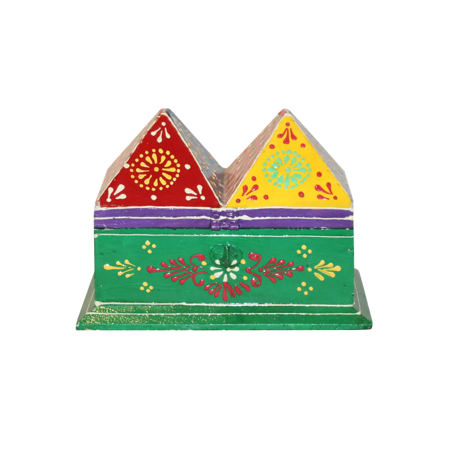 ArtistryBazaar 6.5"L x 4.2"W x 5"H inch handmade house-shaped wooden box, a lightweight organizer with a fresh look, a handy pull-out drawer, and exquisite patterns for jewelry and trinkets!
