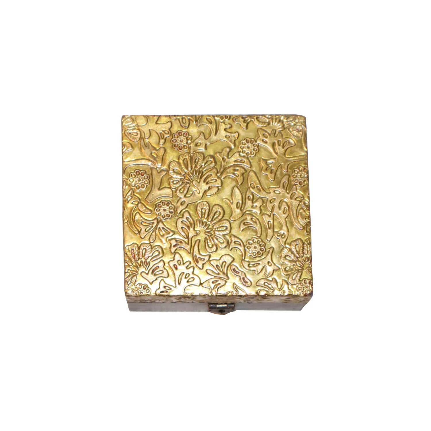 ArtistryBazaar 4"L x 4"W x 3"H inch handmade square wooden storage box, gold glitter lid, black base, compact design, sleek, glamorous, & perfect for stylish storage or gifting!