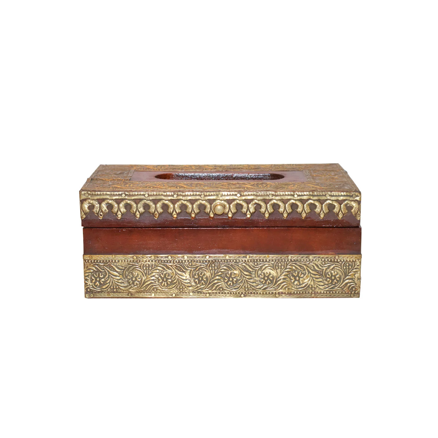 ArtistryBazaar 10"L x 6"W x 4"H inch handmade wooden tissue box with a golden design, napkin holder for home, office, or anywhere you need, elegant and practical.