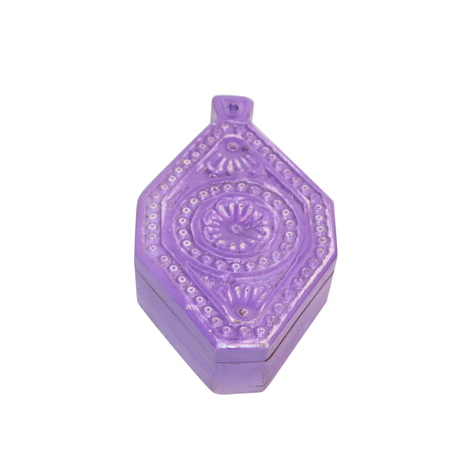 ArtistryBazaar 9"L x 5"W x 2"H inch handmade purple jewelry box with floral carved lid, compact size, perfect for storing rings, earrings & necklaces, ideal for home decor.