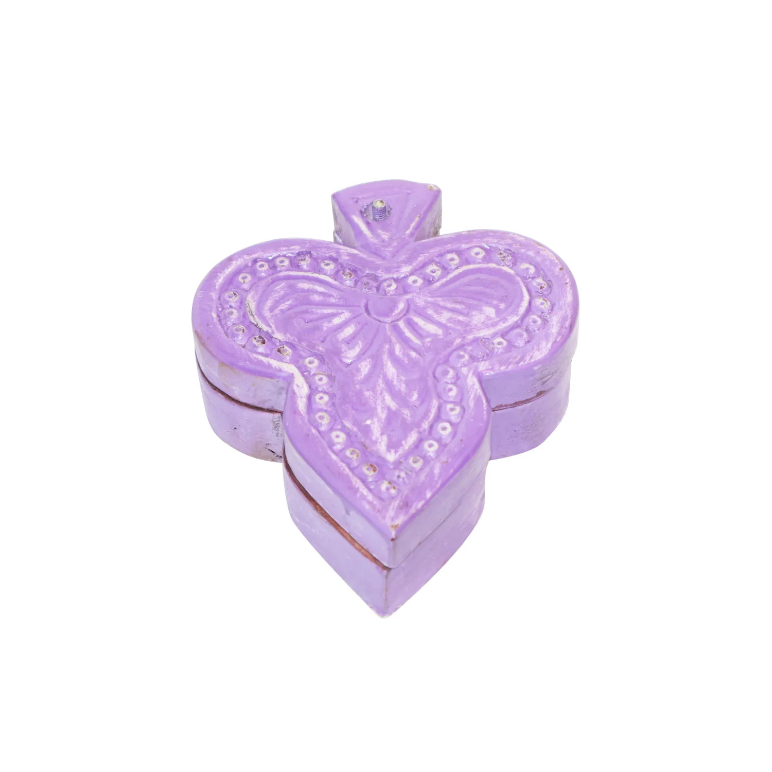 ArtistryBazaar 6"L x 5"W x 2"H inch handmade leaf-shaped jewelry box, purple painted lid with brown wood base, nature-inspired design, best for jewelry storage and a special gift!