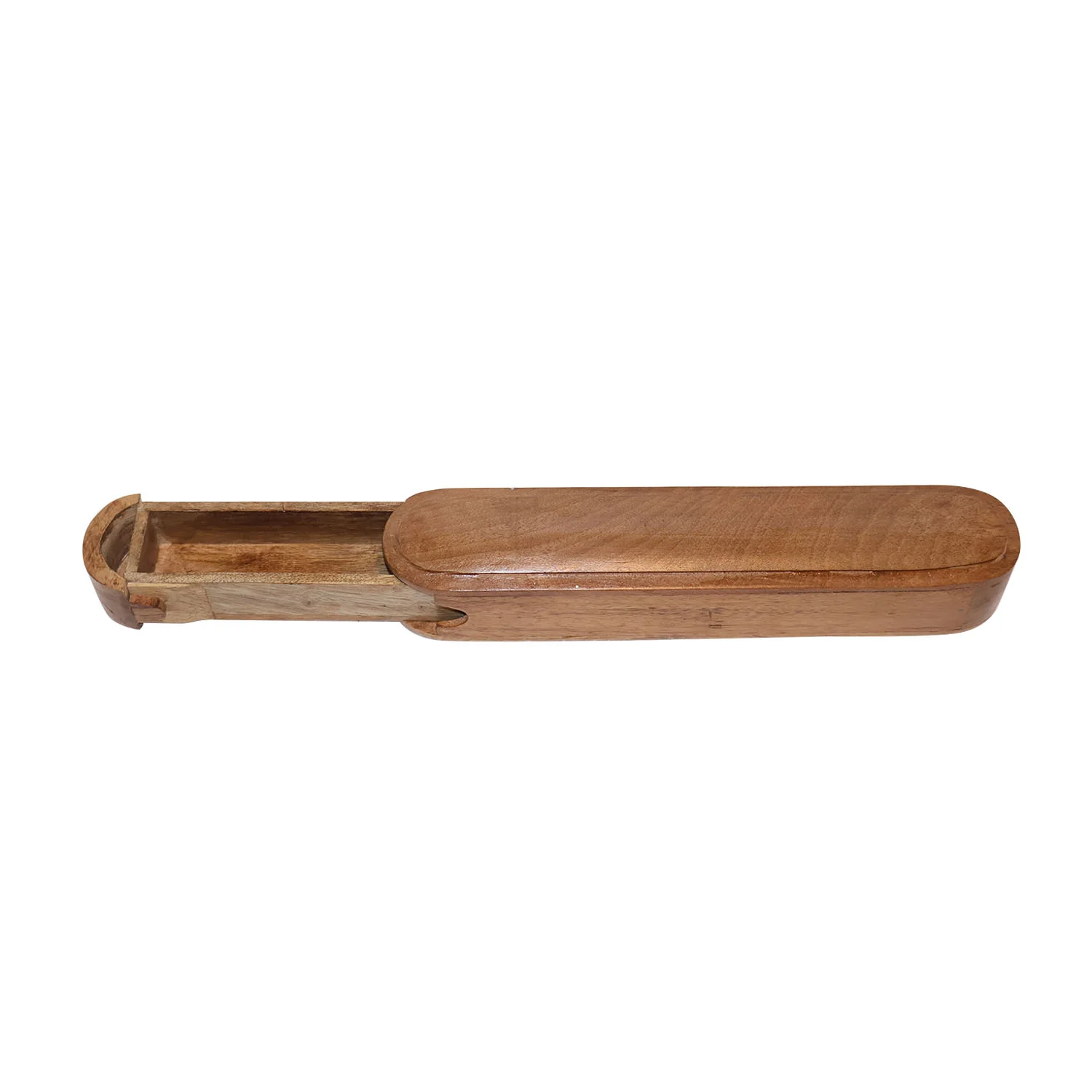 ArtistryBazaar 11"L x 2"W x 2"H inch handmade wooden pen & pencil holder, natural wood finish, lightweight design, perfect eco-friendly gift for your desk, crafted by local artisans.