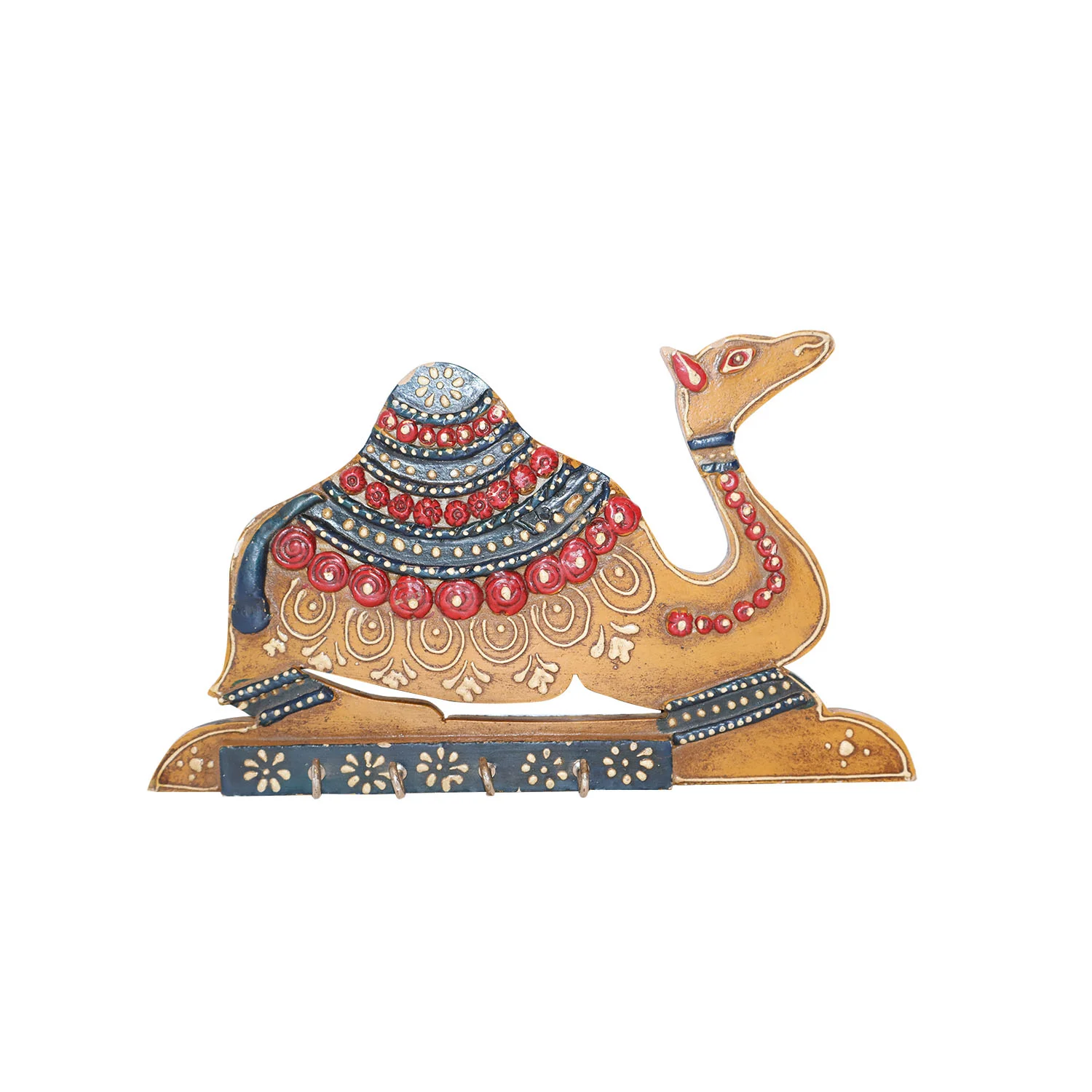  ArtistryBazaar 10"L x 6"W x 3.5"H inch handmade wooden camel-shaped key holder, a decorative masterpiece with floral and geometric designs, a terrific accessory for homes and offices.