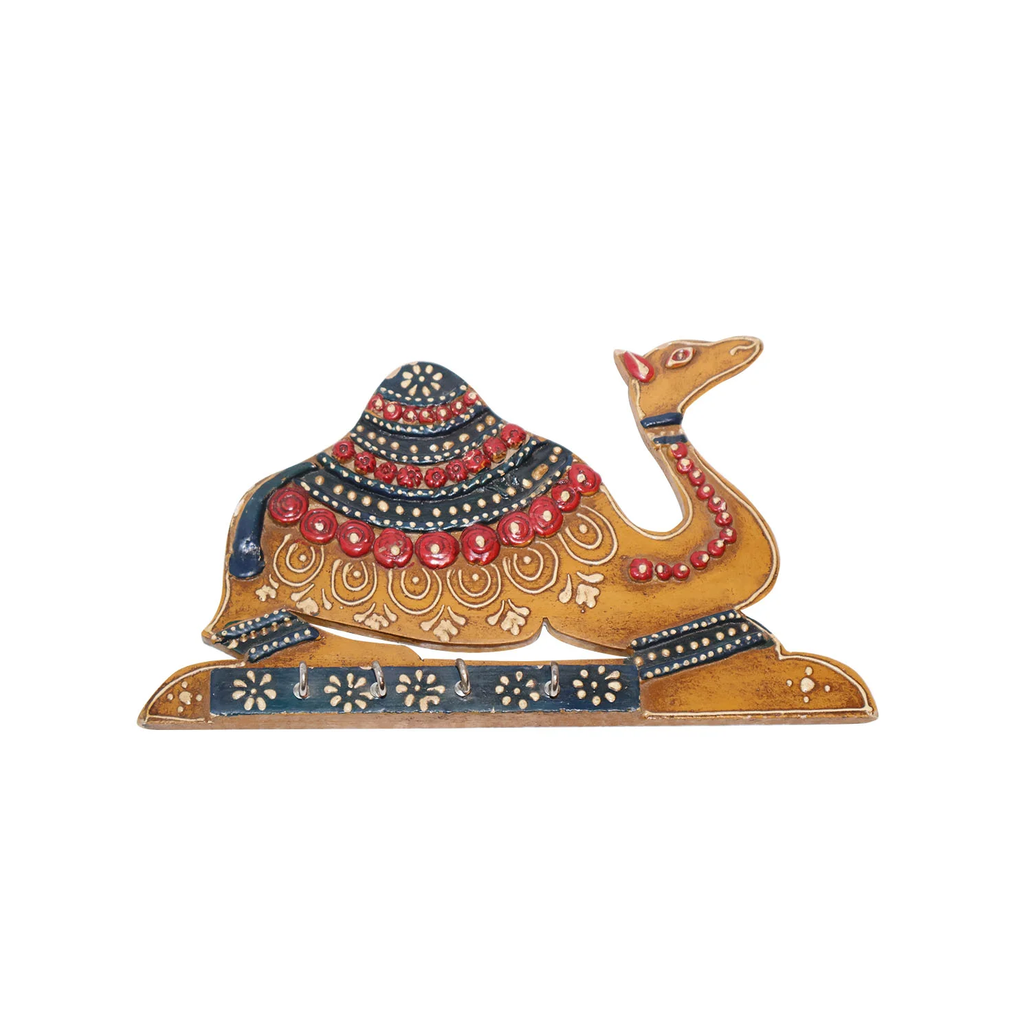  ArtistryBazaar 10"L x 6"W x 3.5"H inch handmade wooden camel-shaped key holder, a decorative masterpiece with floral and geometric designs, a terrific accessory for homes and offices.