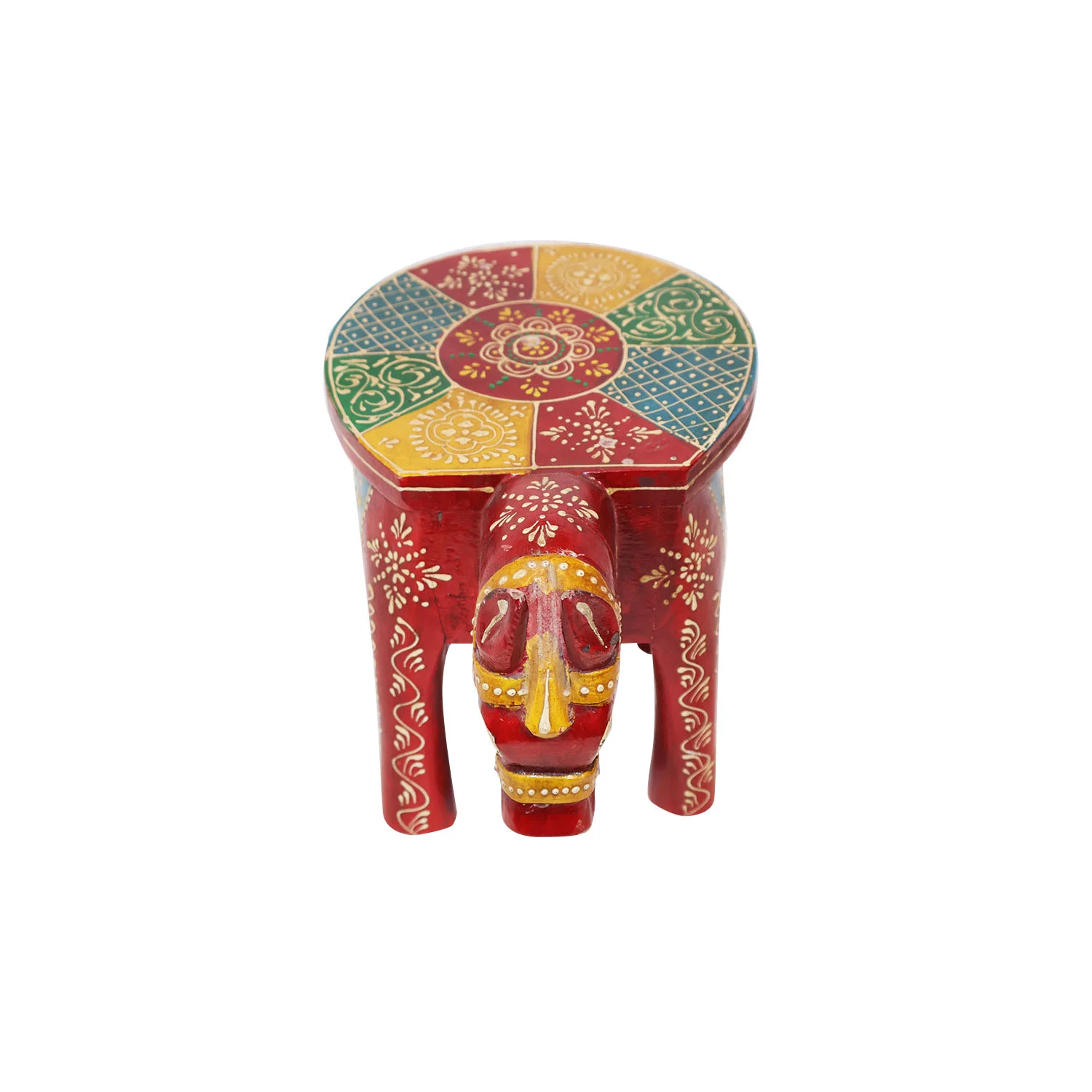 ArtistryBazaar 11"L x 7"W x 8"H inch multicolor elephant-shaped mini coffee table, handmade wooden art, a statement item that lends style and visual interest to any room.