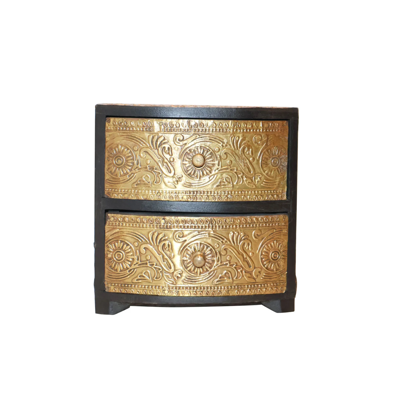 ArtistryBazaar 6"L x 2.5"W x 5.5"H inch handmade wooden drawer with 2 sections, antique design with dark borders, small storage solution for keys, jewelry, and more.