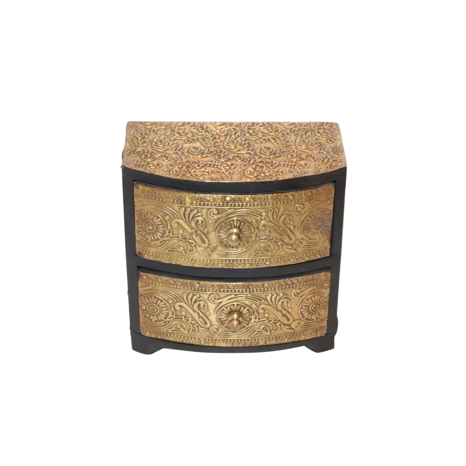 ArtistryBazaar 6"L x 2.5"W x 5.5"H inch handmade wooden drawer with 2 sections, antique design with dark borders, small storage solution for keys, jewelry, and more.