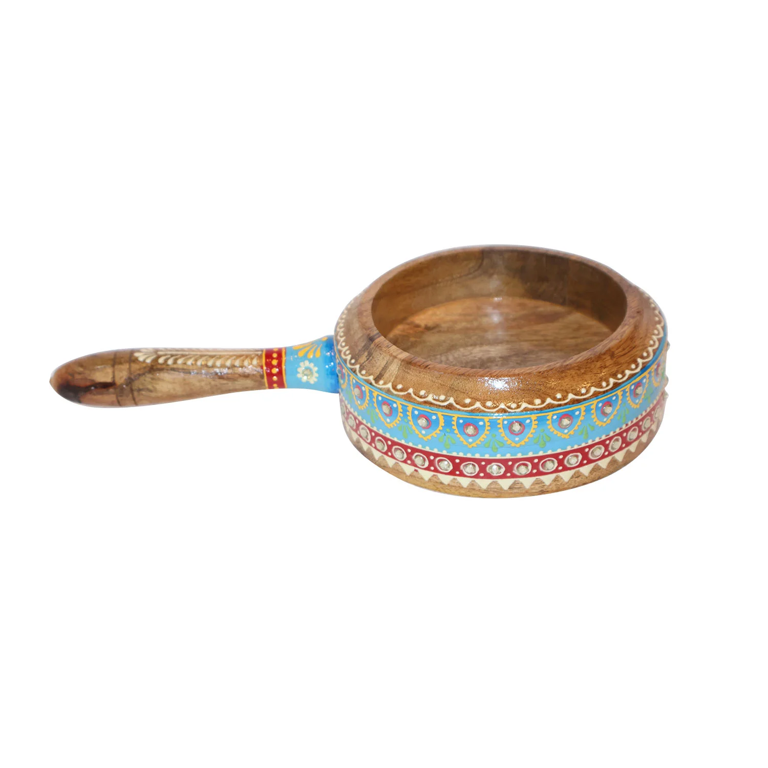 ArtistryBazaar 11"L x 6"W x 2"H inch handmade wooden serving holder for sauces, chutneys, & dips, stylish and practical kitchen essential with a long handle for easy serving.