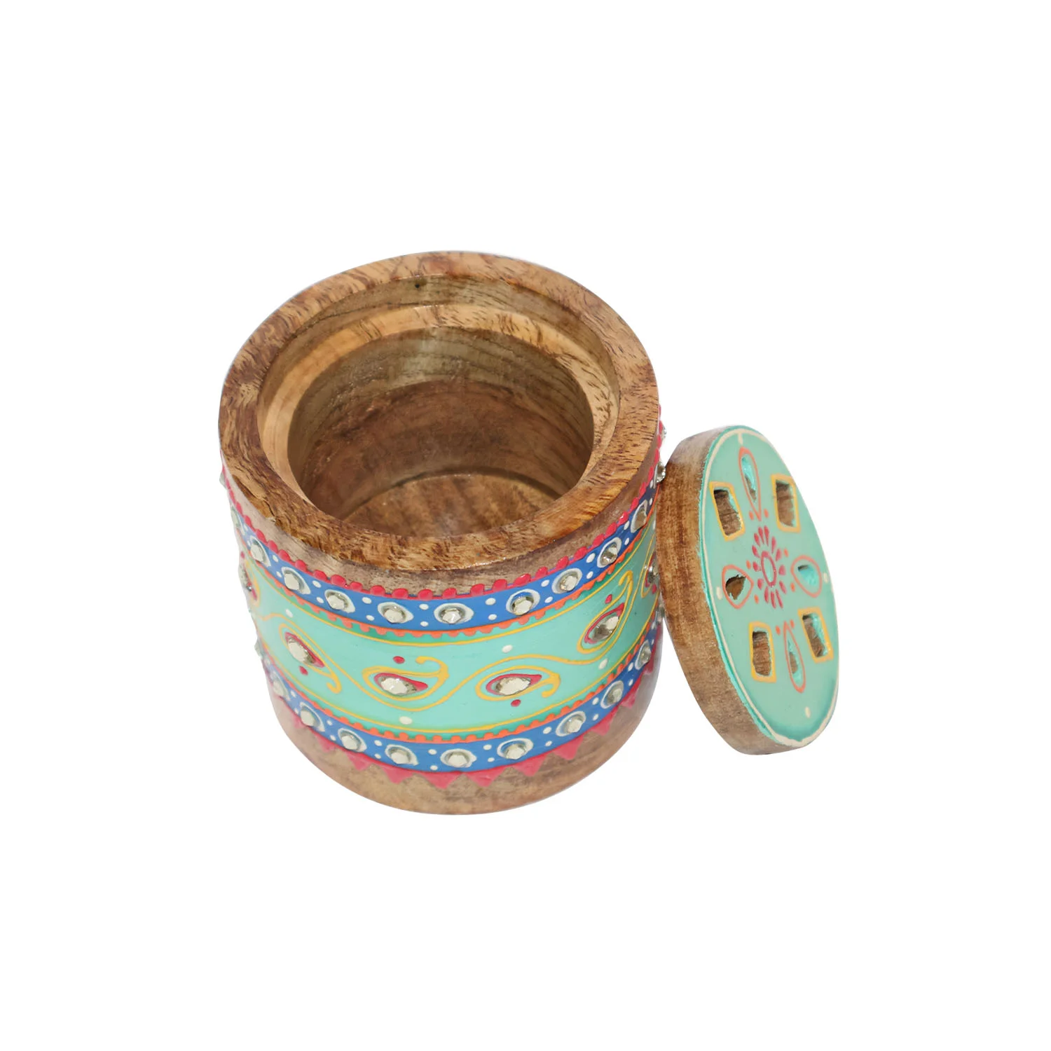 ArtistryBazaar 3.5"L x 3.5"W x 3"H inch handmade wooden incense holder, carved lid design, ideal for incense sticks and cones, fits perfectly on any shelf, table, or altar.