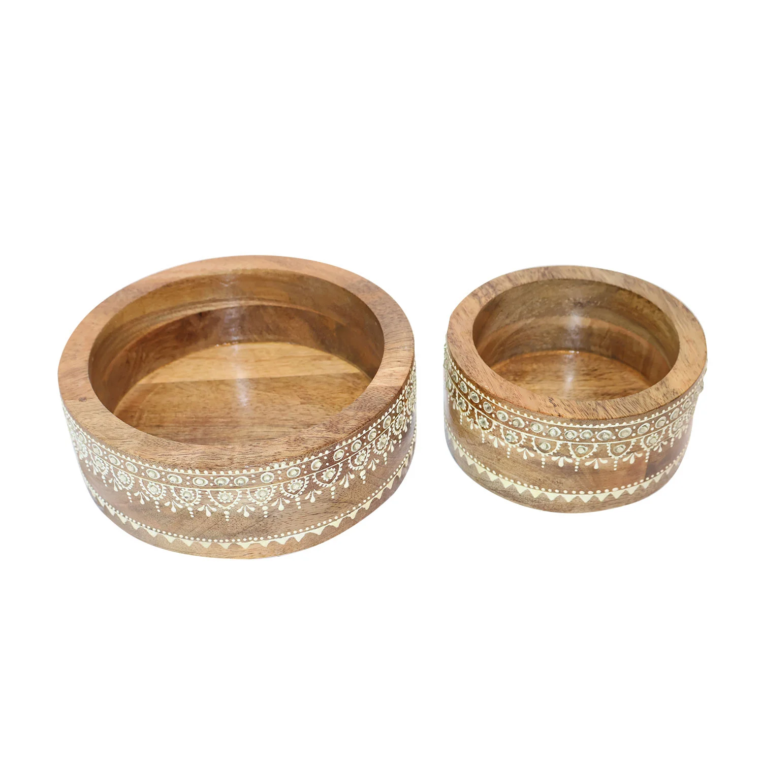 ArtistryBazaar 8"L x 8"W x 3.5"H inch set of 2 handcrafted wooden trinket holders, carved design for jewelry, coins, and small essentials, best investment for your home decor.