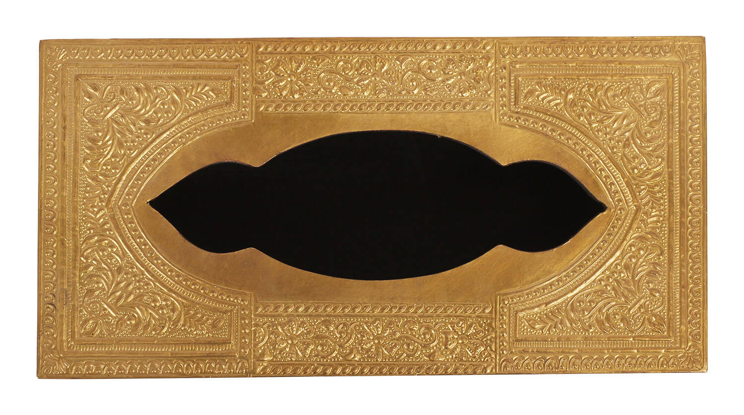 ArtistryBazaar Handmade 5"W X 3" H X 10" L Wooden tissue box with golden brass inlay sheet design- Unique home ,office, car, décor