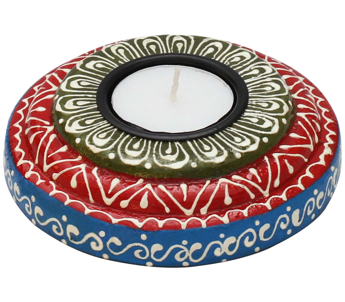  Colors of Light – 4.2" Tea light Candle Holder - Handmade Wooden Candle Stand - Colorful Centerpiece Tea Light Holders - Table Top Essentials Home Decor & Housewarming Gifts - Party Decorations  - Buy in Bulk Wholesale