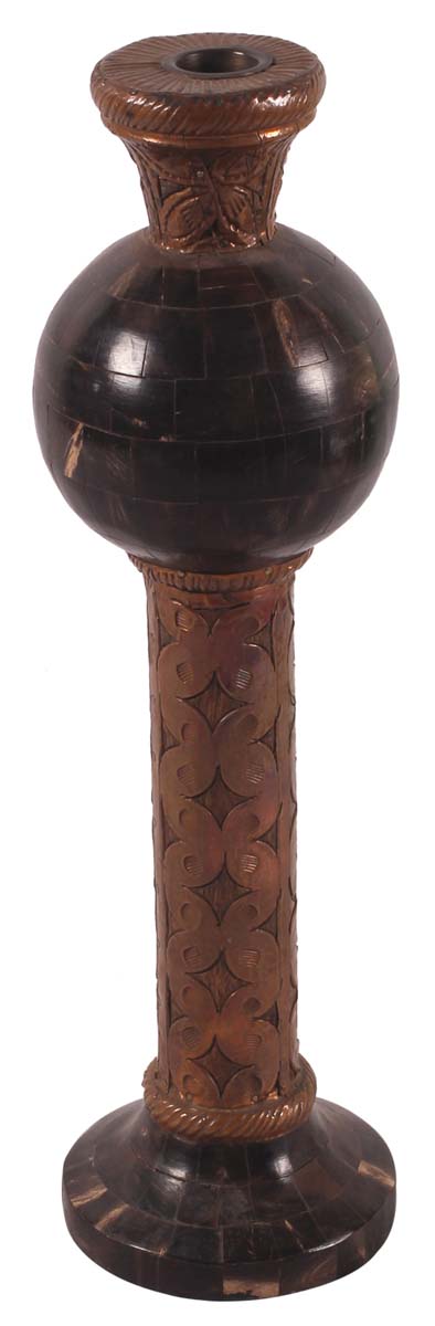 15” Decorative Candle-Stand in Natural Bone with Copper Color - Black & Dark-Brown - Tea-Light Stand in Antique-Look - Home Decor - Buy in Bulk Wholesale
