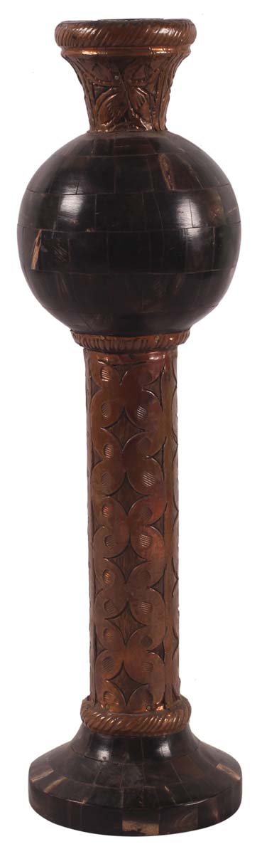 15” Decorative Candle-Stand in Natural Bone with Copper Color - Black & Dark-Brown - Tea-Light Stand in Antique-Look - Home Decor - Buy in Bulk Wholesale