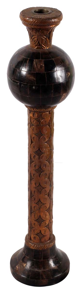18” Decorative Candle-Stand in Natural Bone with Copper Color - Black & Dark-Brown - Tea-Light Stand in Antique-Look - Home Decor - Buy in Bulk Wholesale