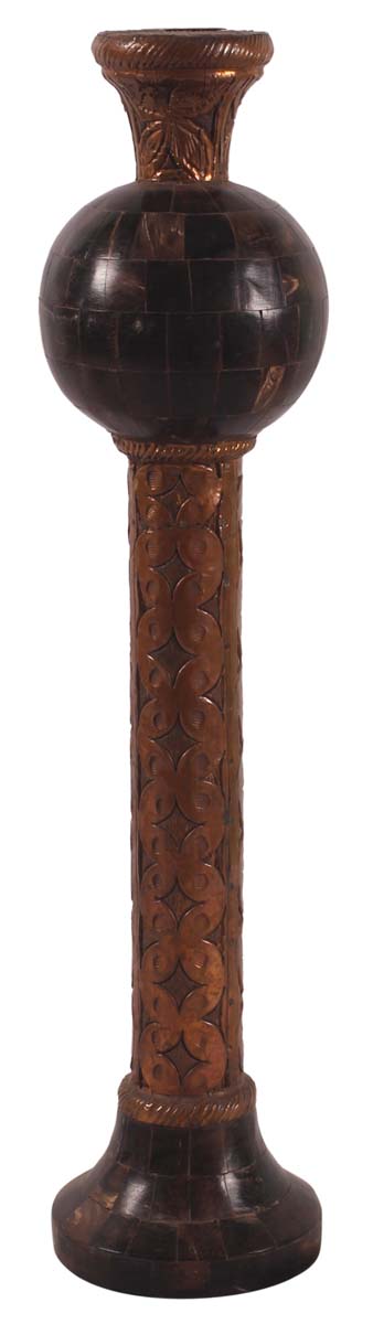 18” Decorative Candle-Stand in Natural Bone with Copper Color - Black & Dark-Brown - Tea-Light Stand in Antique-Look - Home Decor - Buy in Bulk Wholesale