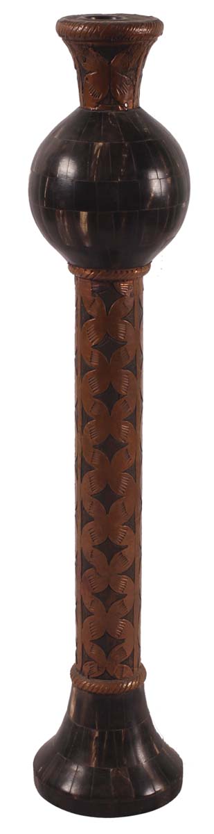 21” Decorative Candle-Stand in Natural Bone with Copper Color - Black & Dark-Brown - Tea-Light Stand in Antique-Look - Home Decor - Buy in Bulk Wholesale