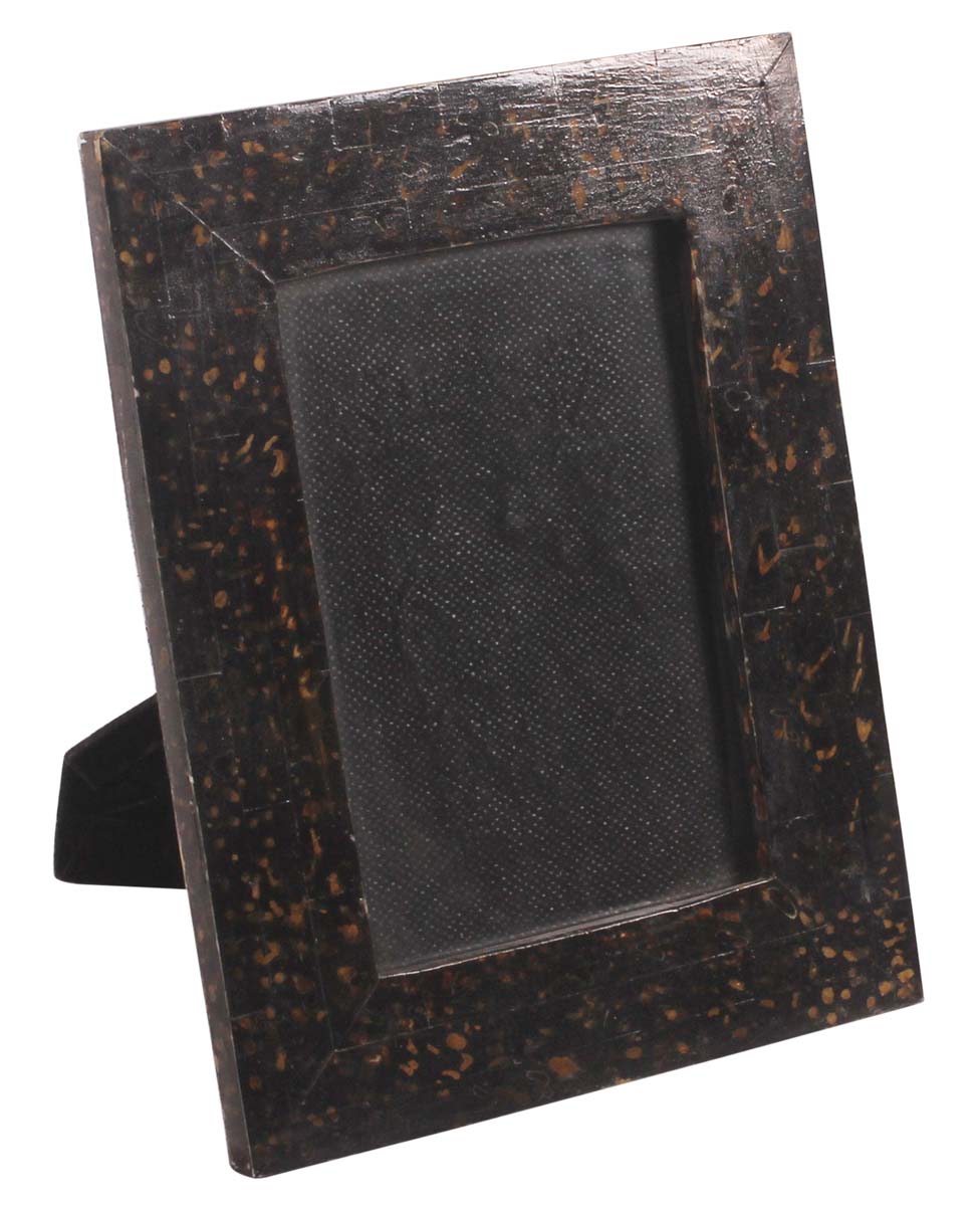 4x6 Black Photo-Frame / Picture Holder in Horn & Mango-Wood - With Mustard Dotted Pattern - Home Decor - Buy in Bulk Wholesale