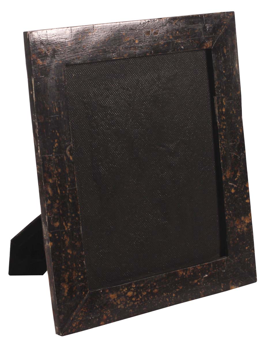 7.5x9.5 Black Photo-Frame / Picture Holder in Horn & Mango-Wood - With Mustard Dotted Pattern - Home Decor - Buy in Bulk Wholesale