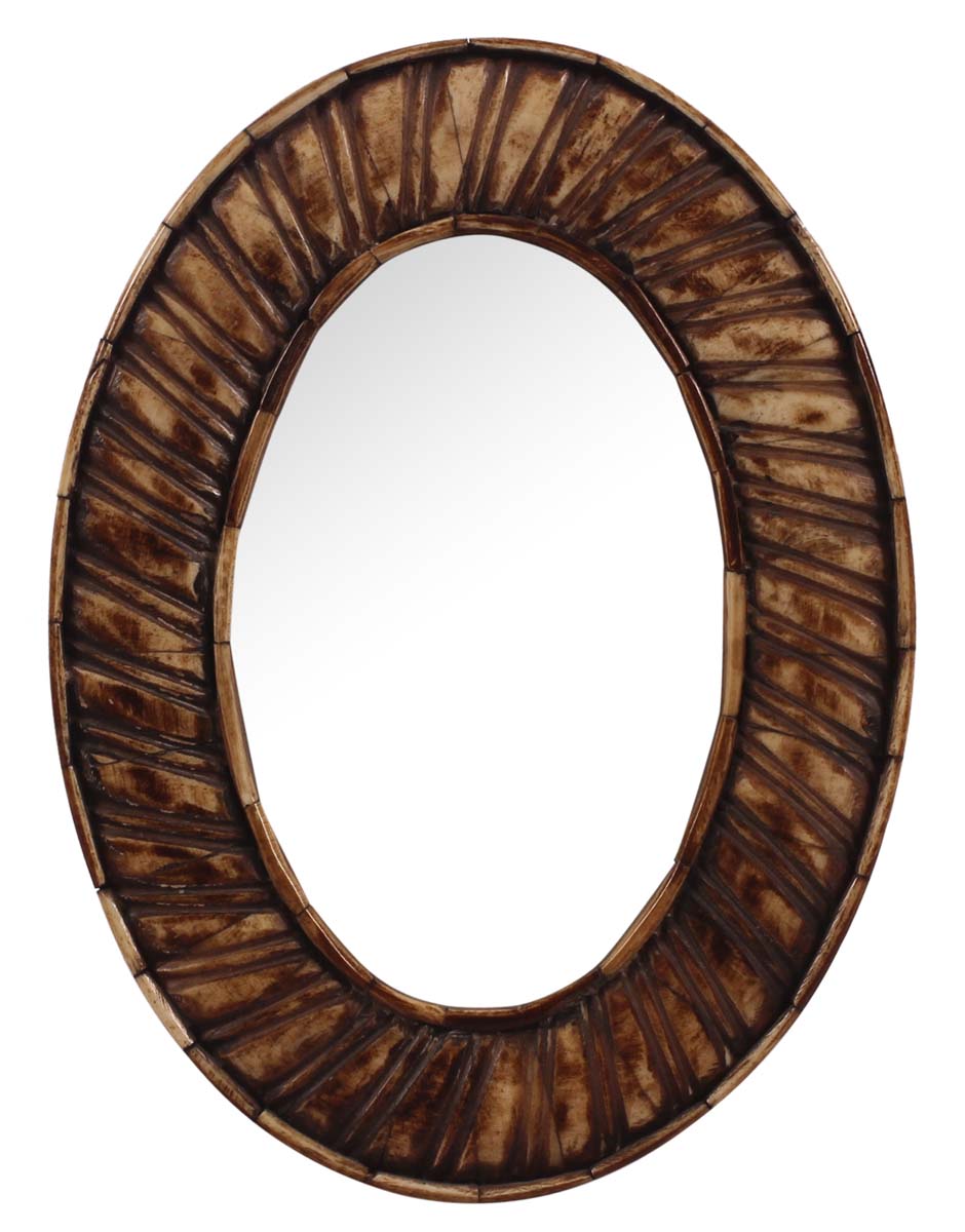 3.5x5.5 Oval Photo-Frame / Picture Holder in Natural-Bone & Mango-Wood - Textured Bone Color - Antique-Look Home Decor - Buy in Bulk Wholesale