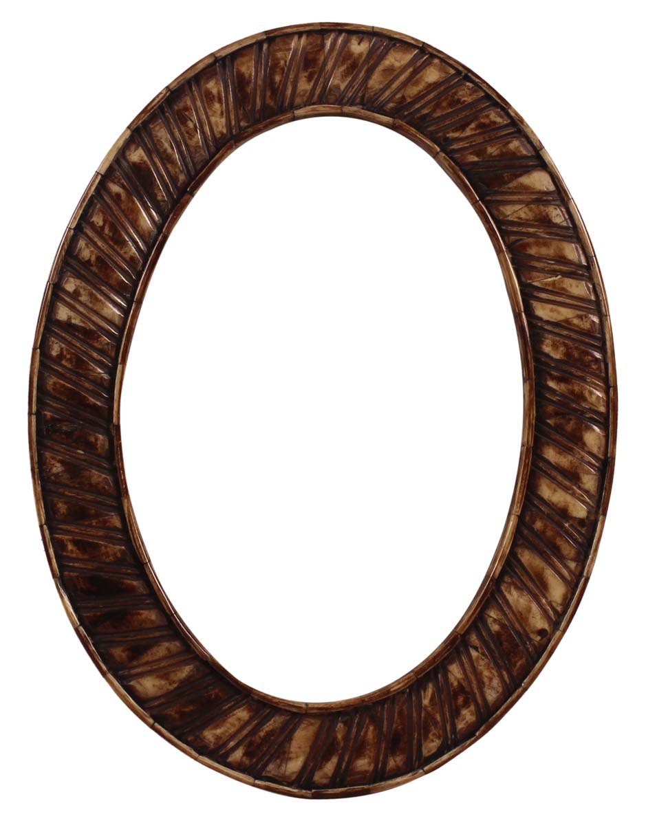6x8.5 Oval Photo-Frame / Picture Holder in Natural-Bone & Mango-Wood - Textured Bone Color - Antique-Look Home Decor - Buy in Bulk Wholesale