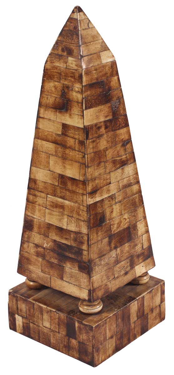 16” Decorative Tall Tower in Natural Bone & Wood - Brown Color - Antique-Look Showpiece / Home Decor - Buy in Bulk Wholesale