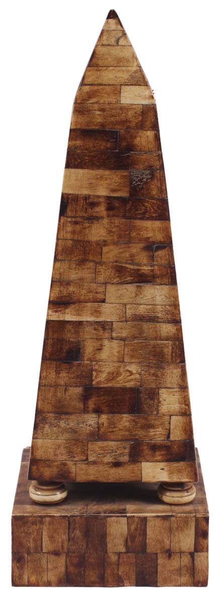 16” Decorative Tall Tower in Natural Bone & Wood - Brown Color - Antique-Look Showpiece / Home Decor - Buy in Bulk Wholesale