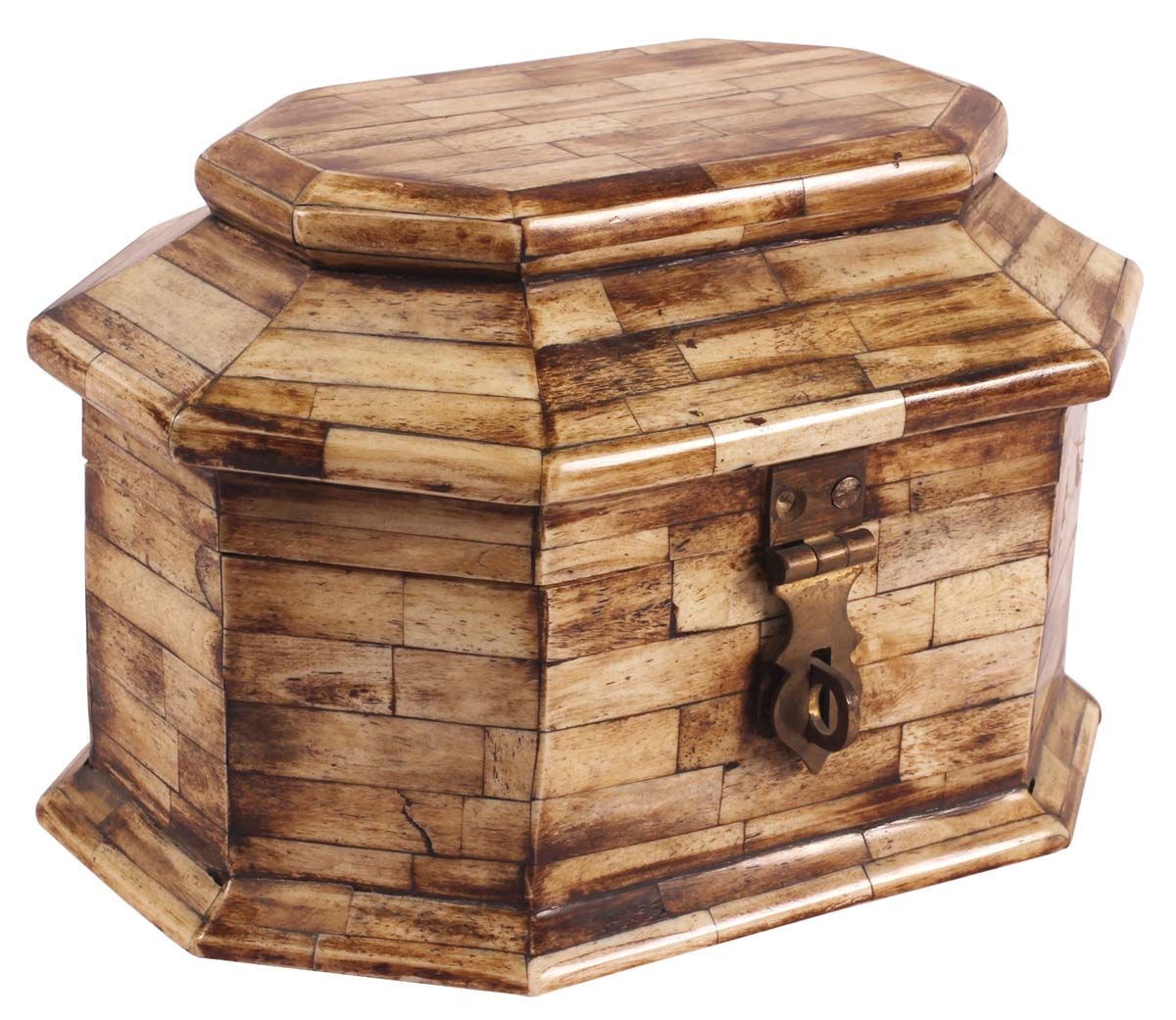 8” Hand-Crafted Jewelry-Box in Natural-Bone & Wood - Brown - Antique-Look Storage Boxes / Accessory Organizers / Gifts - Buy in Bulk Wholesale