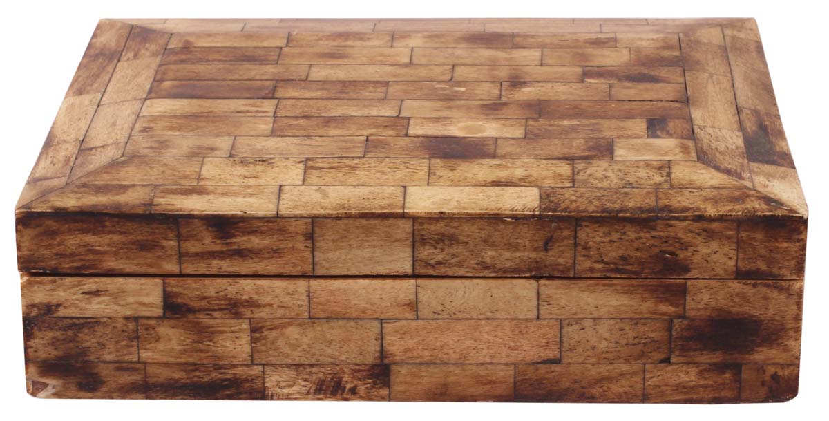 8” Rectangular Jewelry-Box in Natural-Bone & Wood - Burnished Finish in Bone Color - Antique-Look Storage Boxes / Gifts - Buy in Bulk Wholesale