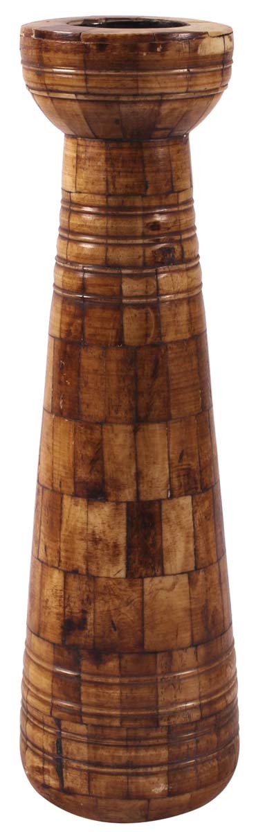 11” Decorative Tall Candle-Stand in Natural-Bone & Wood - Burnished Brown Color - Home Decor / Gifts - Buy in Bulk Wholesale