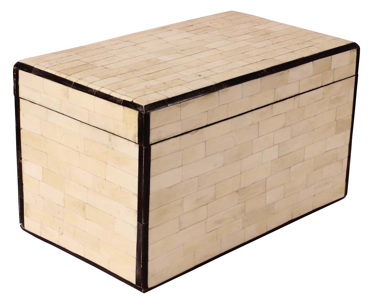 11” Rectangular Jewelry-Box in Natural-Bone & Wood - Off-White - Antique-Look Storage Boxes / Gifts - Buy in Bulk Wholesale