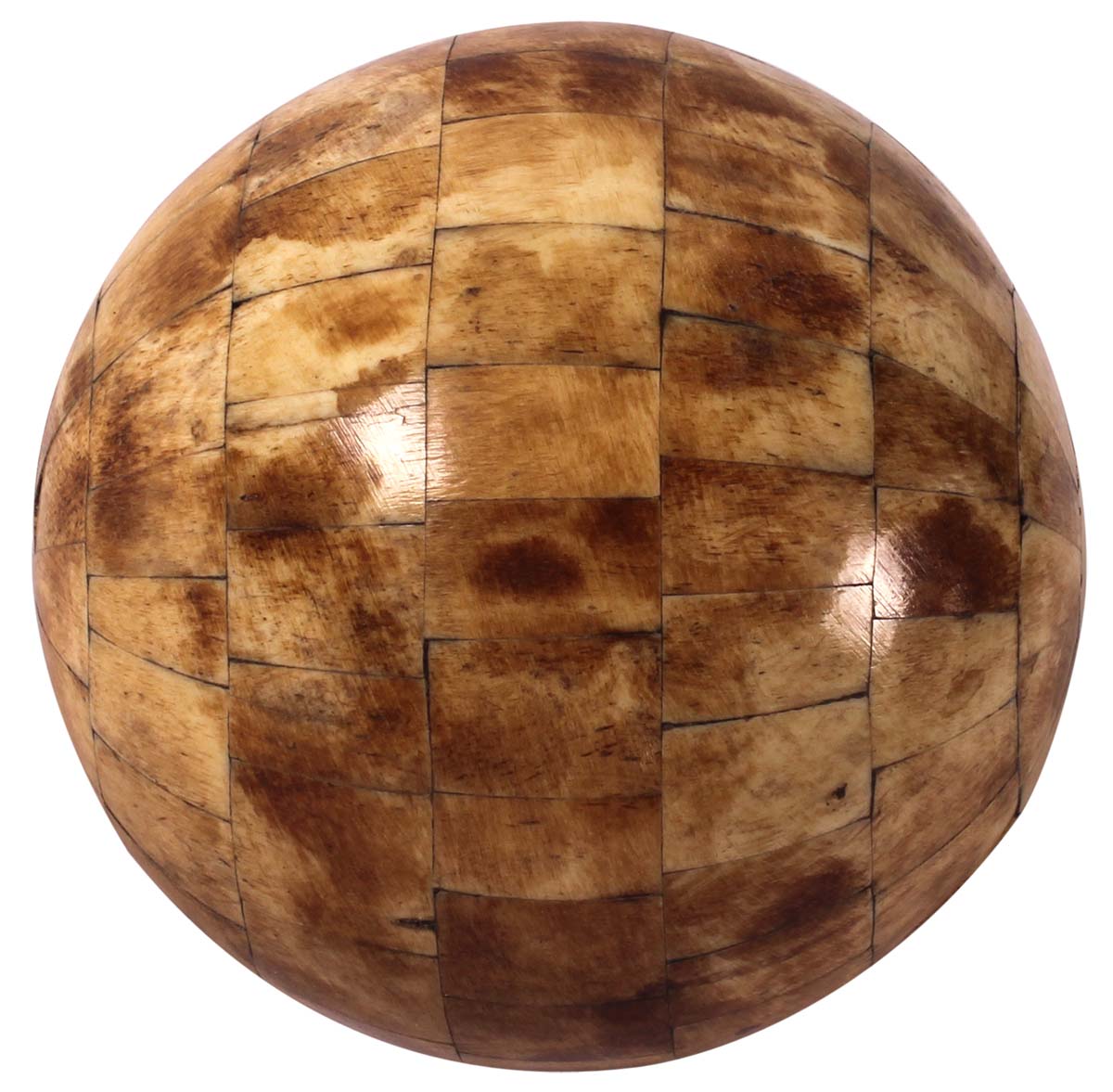 4” Decorative Ball in Natural-Bone - Burnished Light-Brown Finish - Unique Home Decor / Gifts - Buy in Bulk Wholesale
