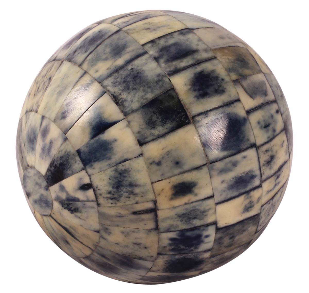 4” Decorative Ball in Natural-Bone - Off-White & Blue - Unique Home Decor / Gifts - Buy in Bulk Wholesale