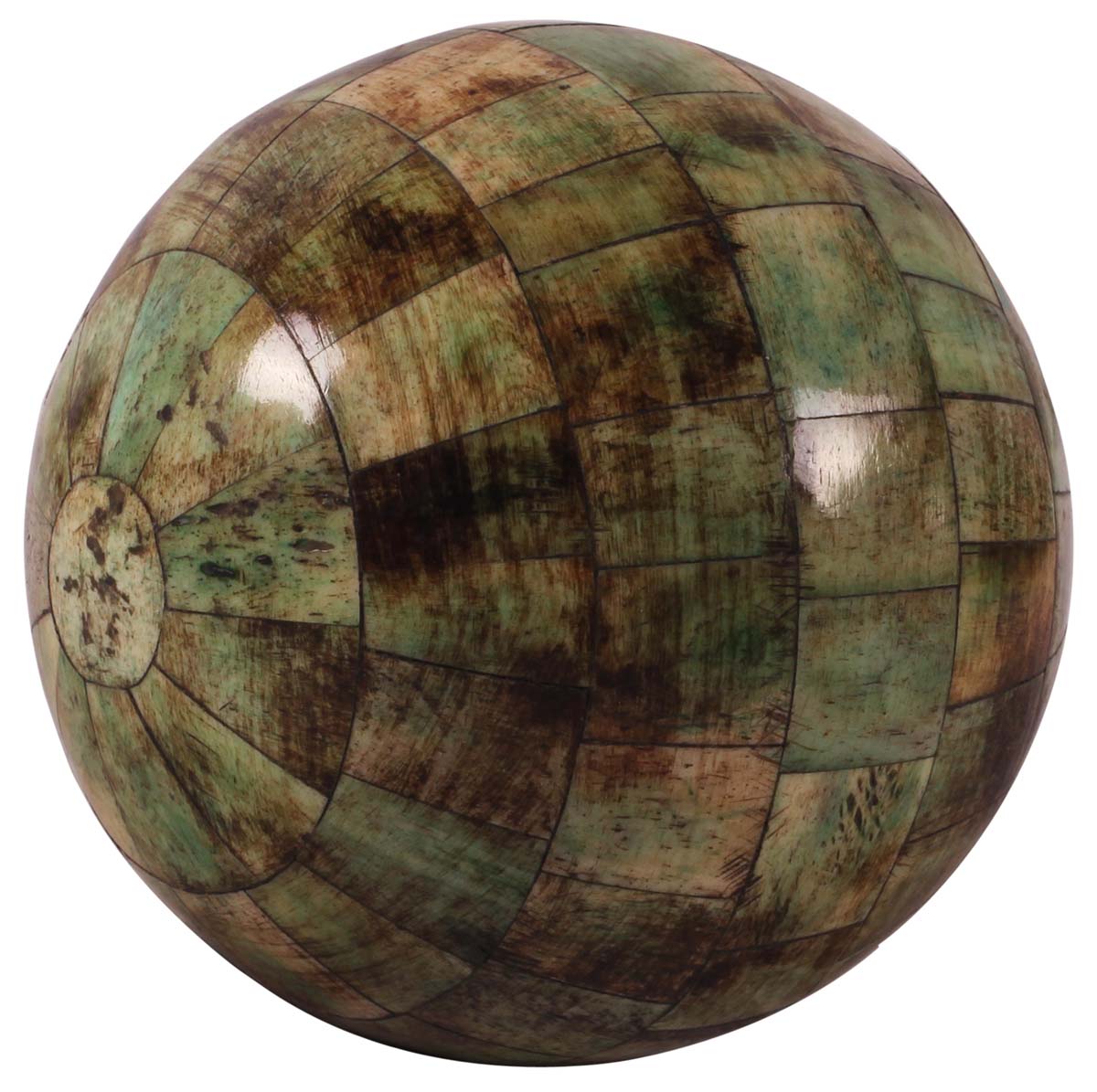 4” Decorative Ball in Natural-Bone - Shaded Green - Unique Home Decor / Gifts - Buy in Bulk Wholesale