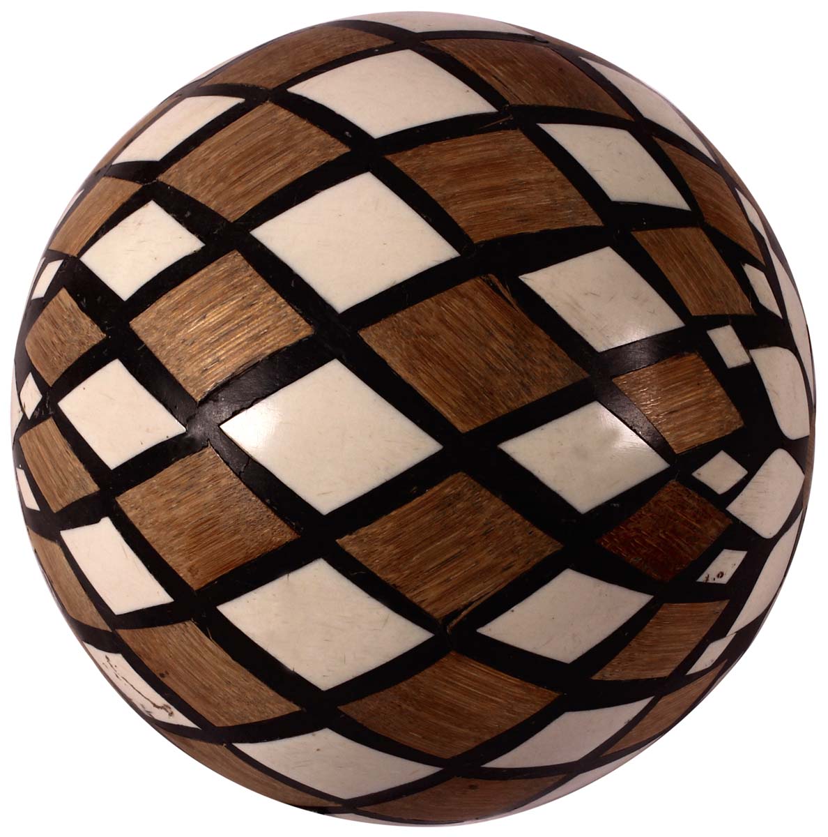 6” Decorative Ball in Natural-Bone & Wood - Geometric Motifs - Cream & Brown Color - Unique Home Decor / Gifts - Buy in Bulk Wholesale