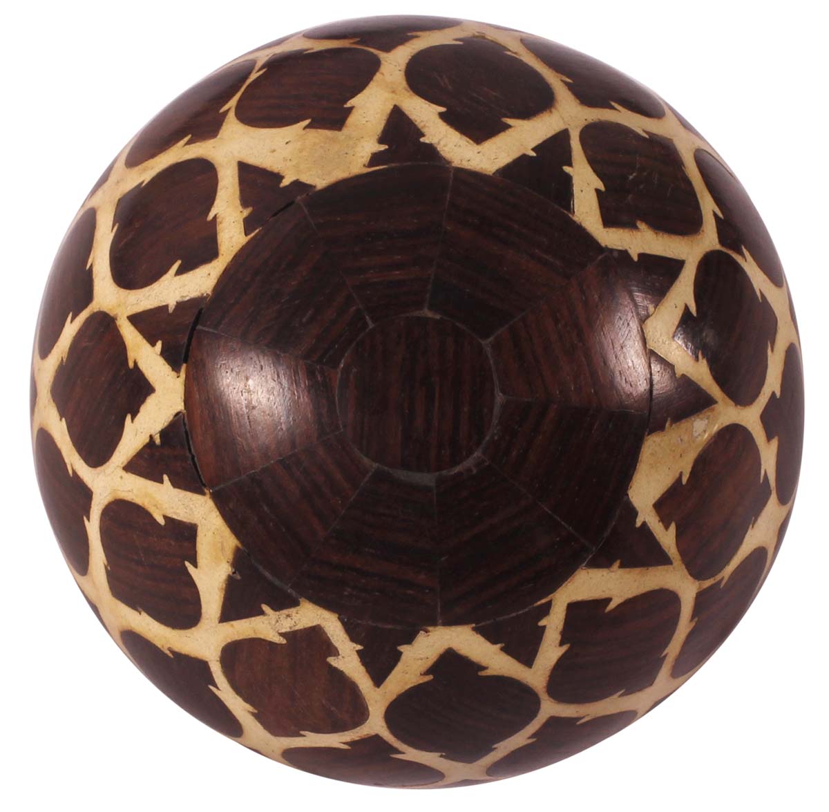 4” Decorative Ball in Natural-Bone & Mango-Wood - Moroccan Motifs in Brown & Cream - Unique Home Decor / Gifts - Buy in Bulk Wholesale