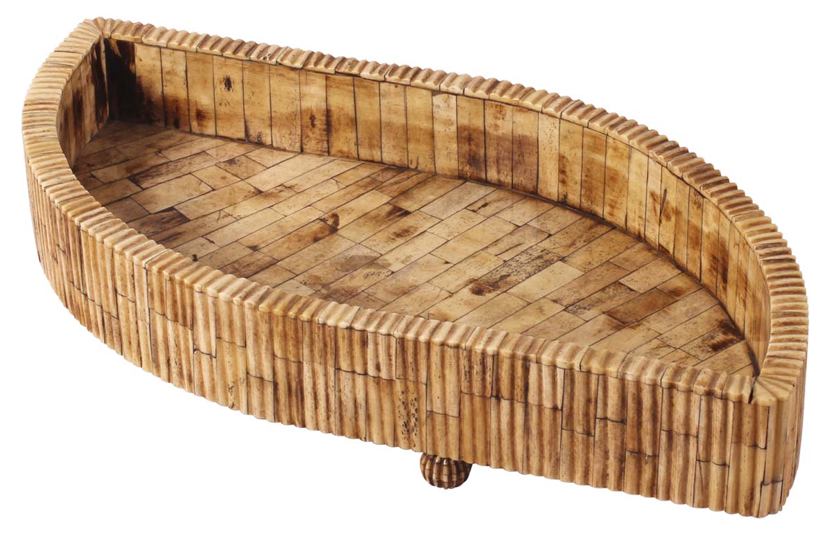22” Curvy Decorative Serving Tray for Dry-Snacks - In Bone & Natural Wood - Brown - Kitchen Essentials - Buy in Bulk Wholesale