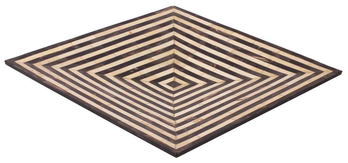12” Square Decorative 3D Tray - In Bone & Natural Wood - Black & White in Concentric Square Pattern - Home Decor - Buy in Bulk Wholesale