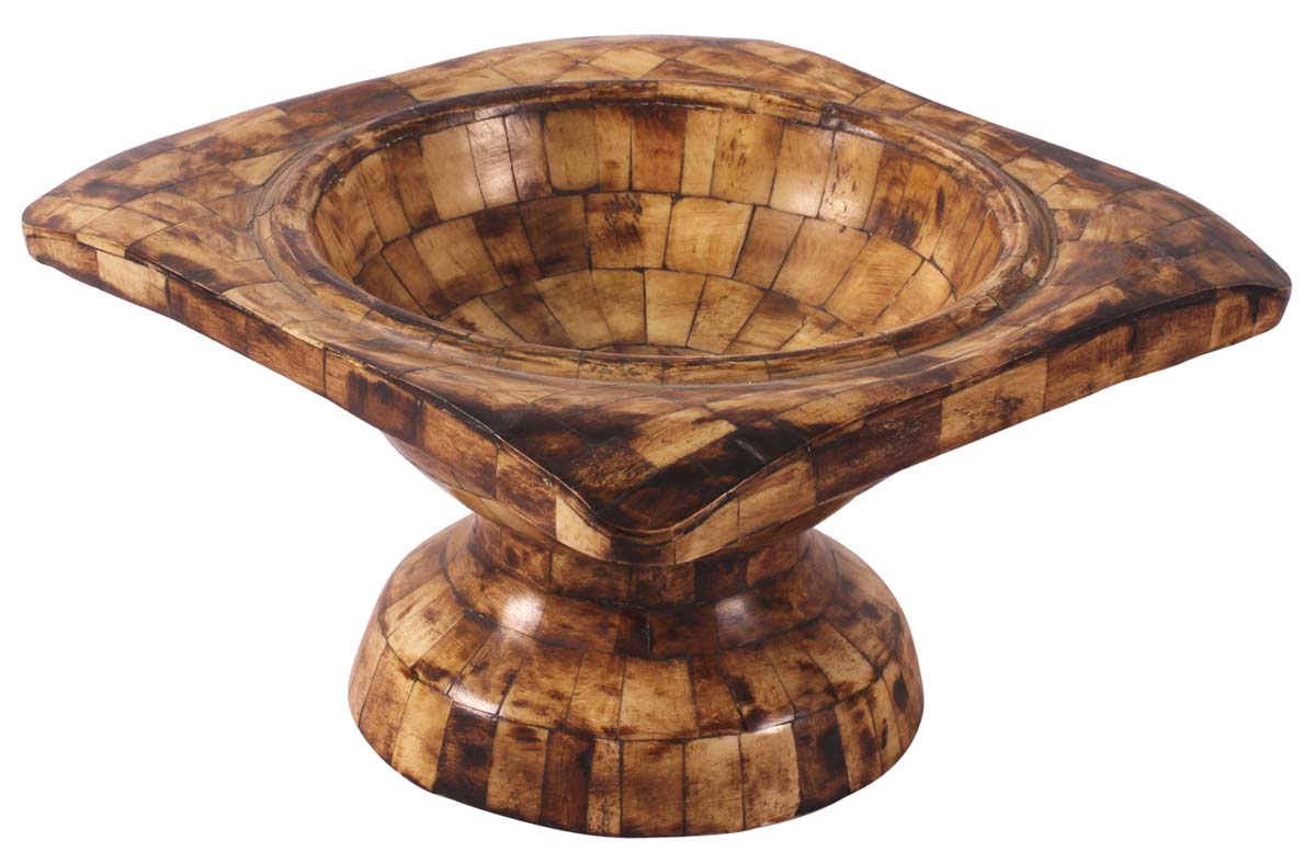 8.5” Pedestal Decorative Stand in Bone & Natural-Wood - Burnished Brown - Home Decor / Table Essentials - Buy in Bulk Wholesale