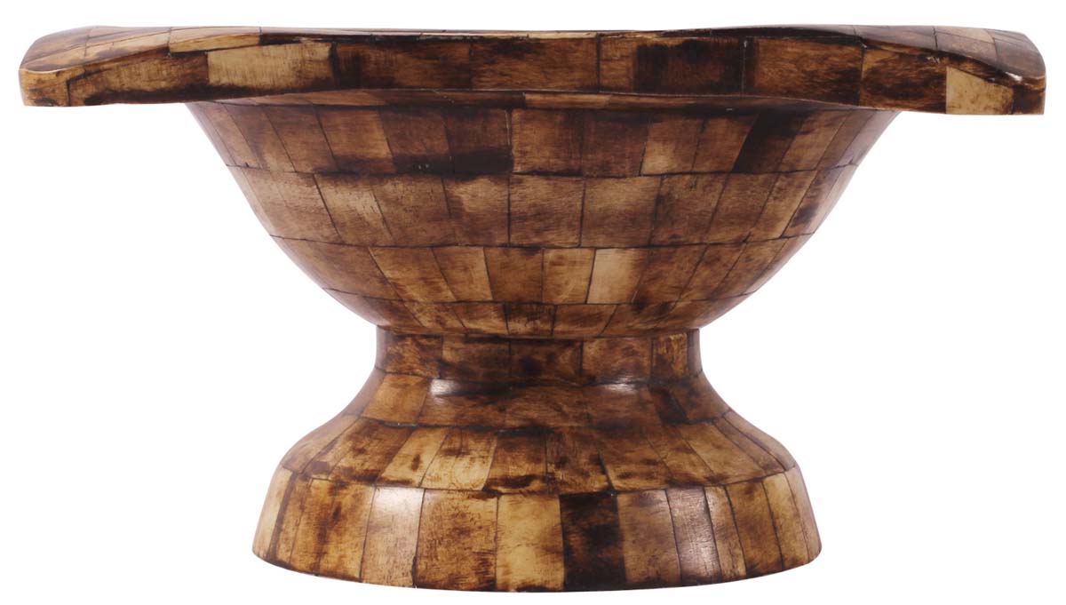 8.5” Pedestal Decorative Stand in Bone & Natural-Wood - Burnished Brown - Home Decor / Table Essentials - Buy in Bulk Wholesale