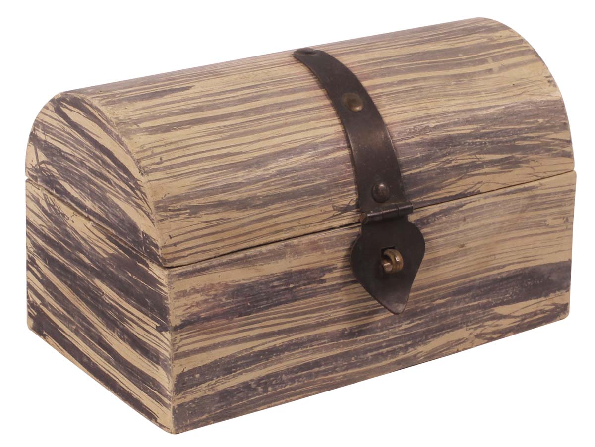 6” Treasure Chest / Jewelry-Box in Wood with Shaded Hand-Painting in Gray - Sleek Storage Boxes from India - Buy in Bulk Wholesale