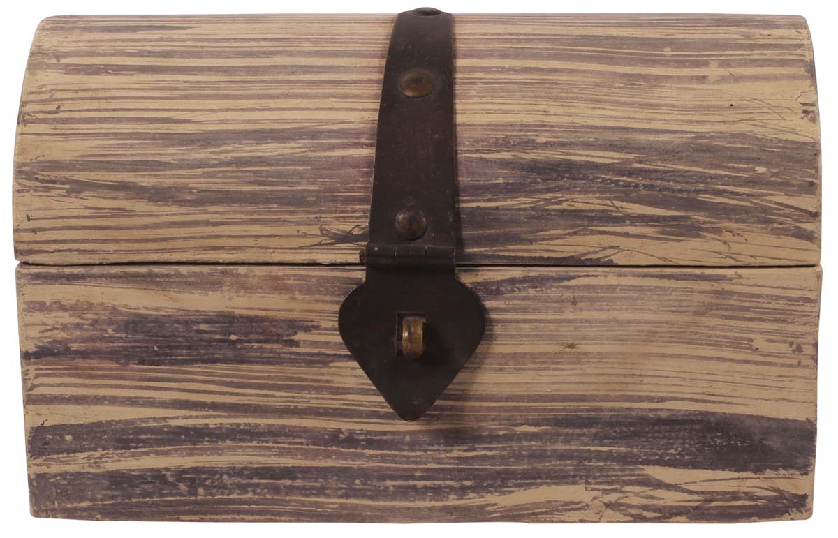 6” Treasure Chest / Jewelry-Box in Wood with Shaded Hand-Painting in Gray - Sleek Storage Boxes from India - Buy in Bulk Wholesale
