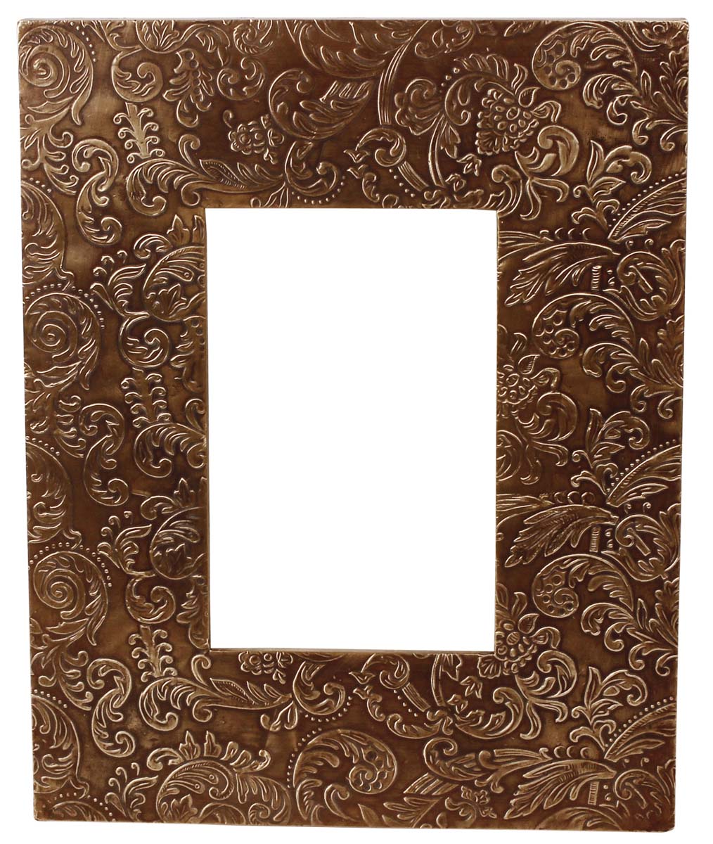 4x6 Handmade Picture-Frame in MDF with Brass Leaf Work - Golden - Home Decor / Gifts - Buy in Bulk Wholesale