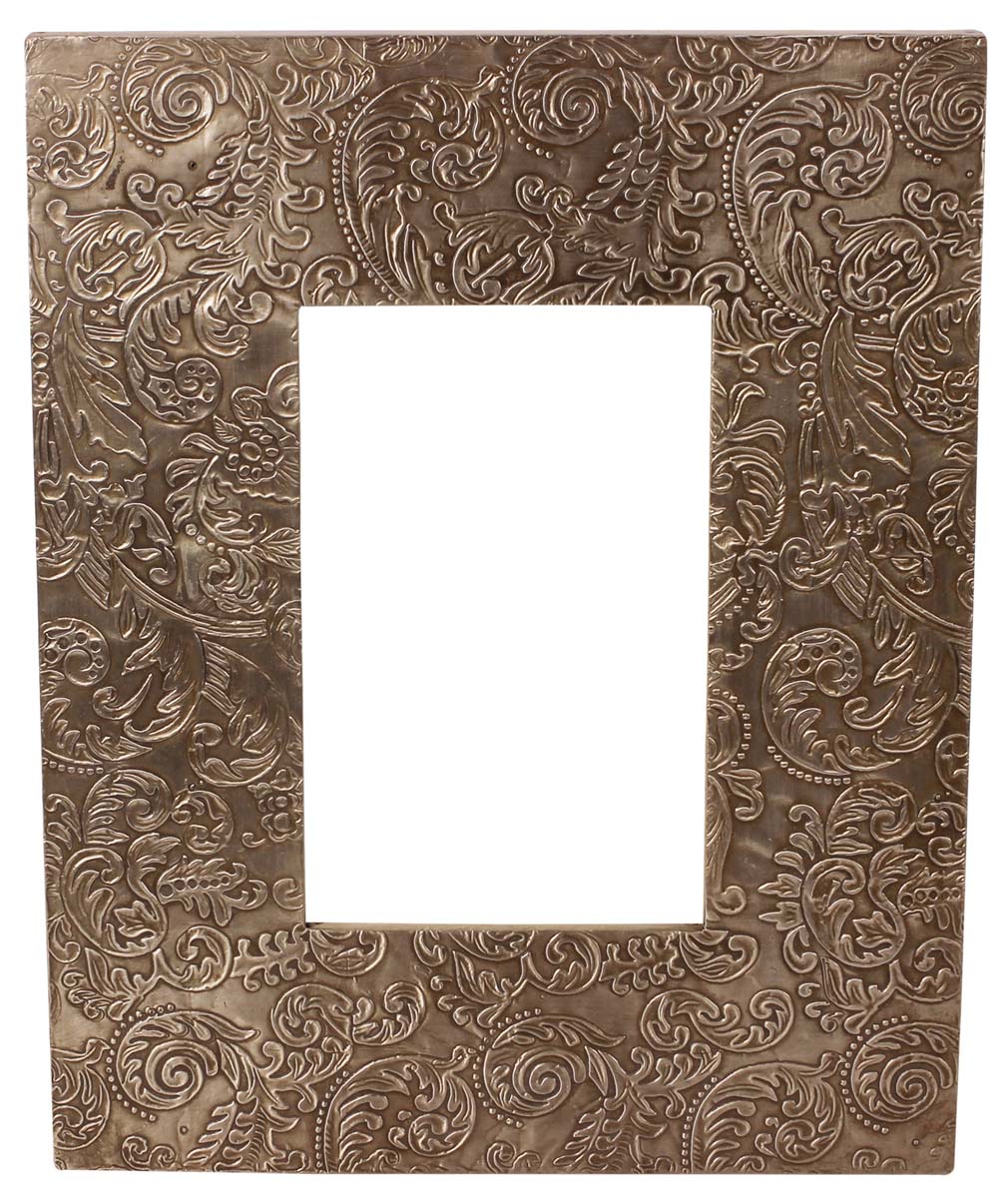 4x6 Handmade Picture-Frame in MDF with Brass Leaf Work - Silver - Home Decor / Gifts - Buy in Bulk Wholesale