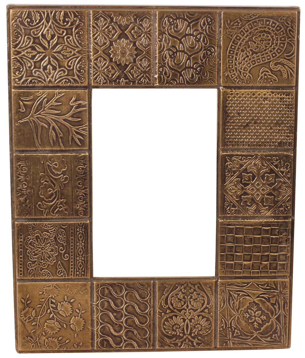 4x6 Handmade Picture-Frame in MDF with Brass Leaf Work - Copper & Golden - Home Decor / Gifts - Buy in Bulk Wholesale