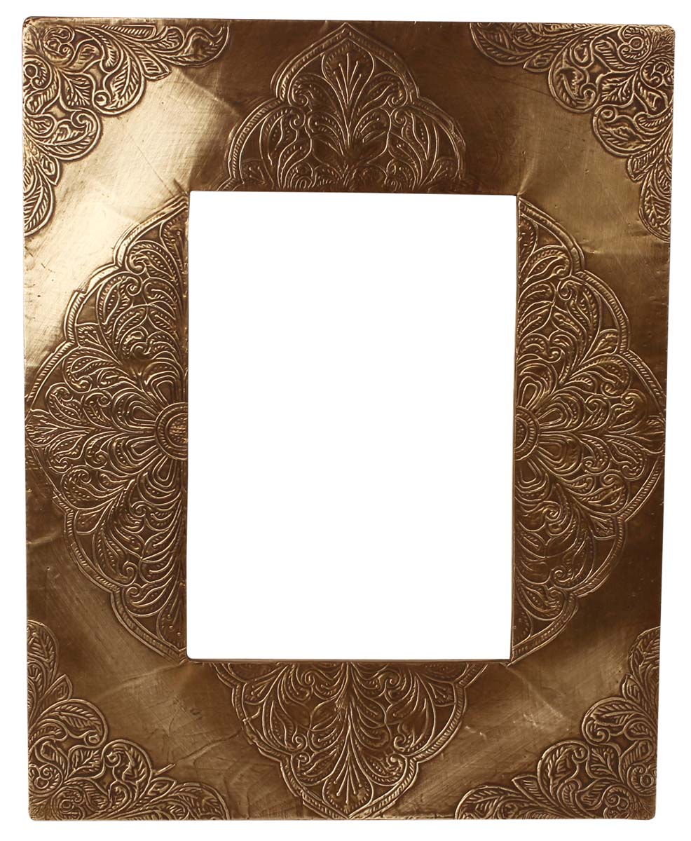 5x7 Handmade Picture-Frame in MDF with Floral Brass-Work - Golden - Home Decor / Gifts - Buy in Bulk Wholesale